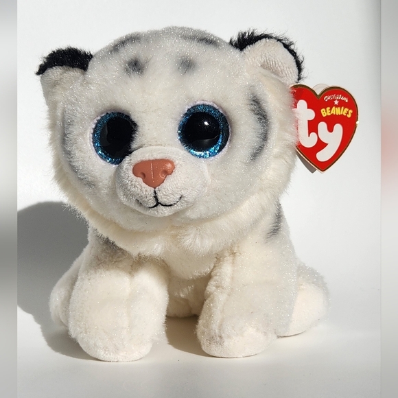 TY Beanie Baby 6" TUNDRA White Tiger Plush Stuffed Animal Toy MWMTs Heart Tags - Picture 1 of 7